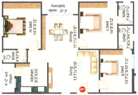 3 BHK Flat in KSR Sai Dinesh Arcade in Nizampet, Hyderabad - Image 912287