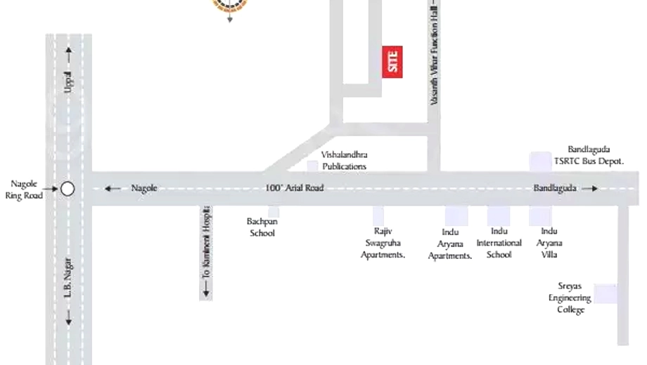 Location of KSR Villa Aster in Nizampet, Hyderabad - Image 389963