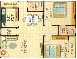 2 BHK Flat in Lahari Satyam Heights in Nizampet, Hyderabad - Image 912290