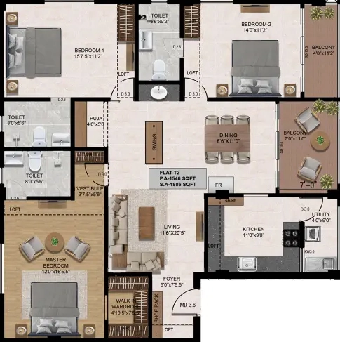 3 BHK Flat in JKB Sethu Nivas in Ashok Nagar, Chennai - Image 912042