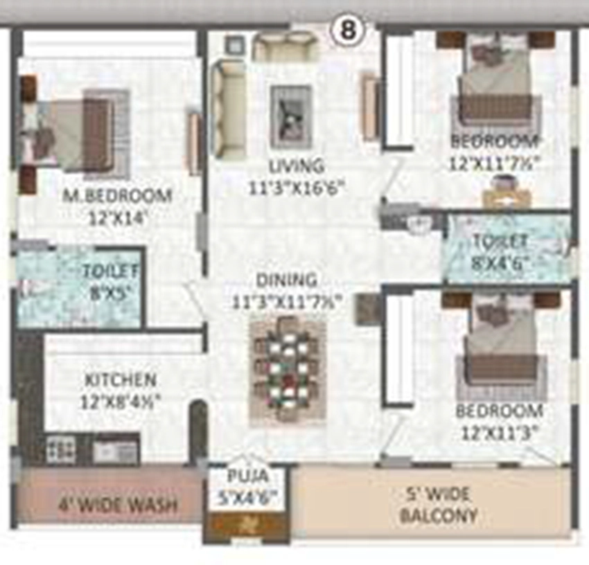 3 BHK Flat in Maruthi Elite in Nizampet, Hyderabad - Image 912295