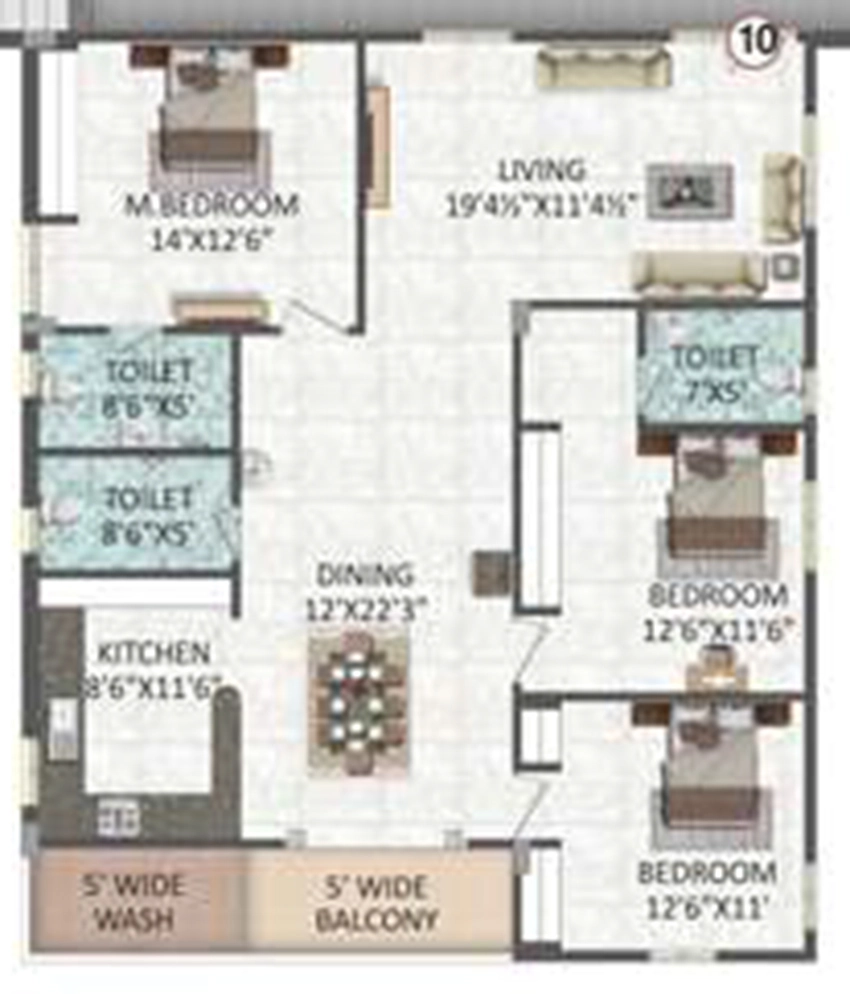 3 BHK Flat in Maruthi Elite in Nizampet, Hyderabad - Image 912296