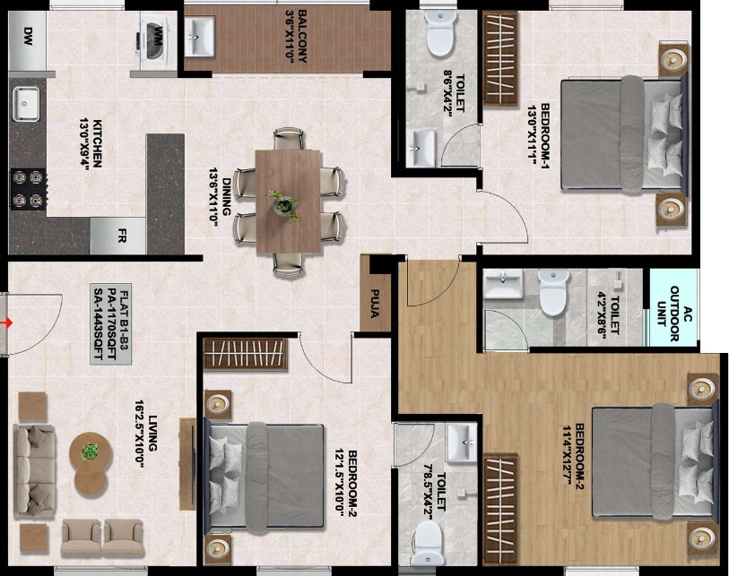 3 BHK Flat in JKB Harsha in Valasaravakkam, Chennai - Image 912055