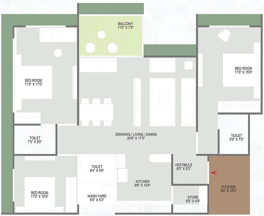 3 BHK Flat in Aasthaa Parisar in Memnagar, Ahmedabad - Image 912056