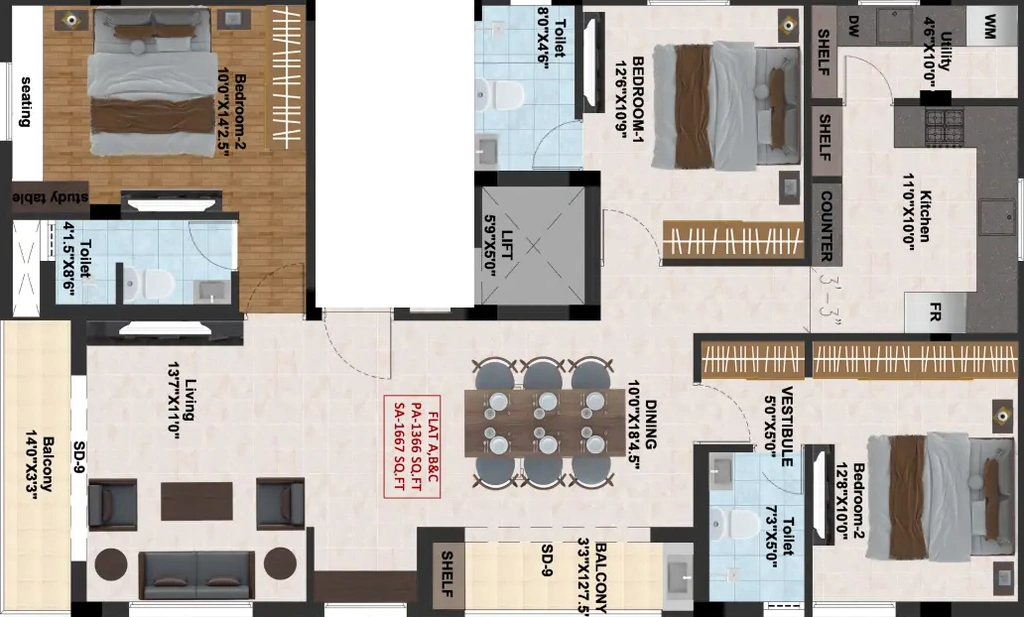 3 BHK Flat in JKB Athulyam in Valasaravakkam, Chennai - Image 912071