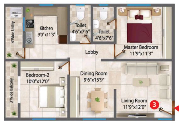 2 BHK Flat in Sri Sai Prasan in Kismatpur, Hyderabad - Image 912330