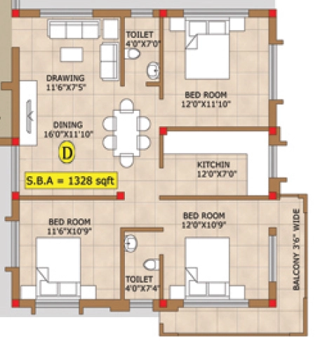 3 BHK Flat in Dream Home Taksh Enclave in Paikarapur, Bhubaneswar - Image 912241