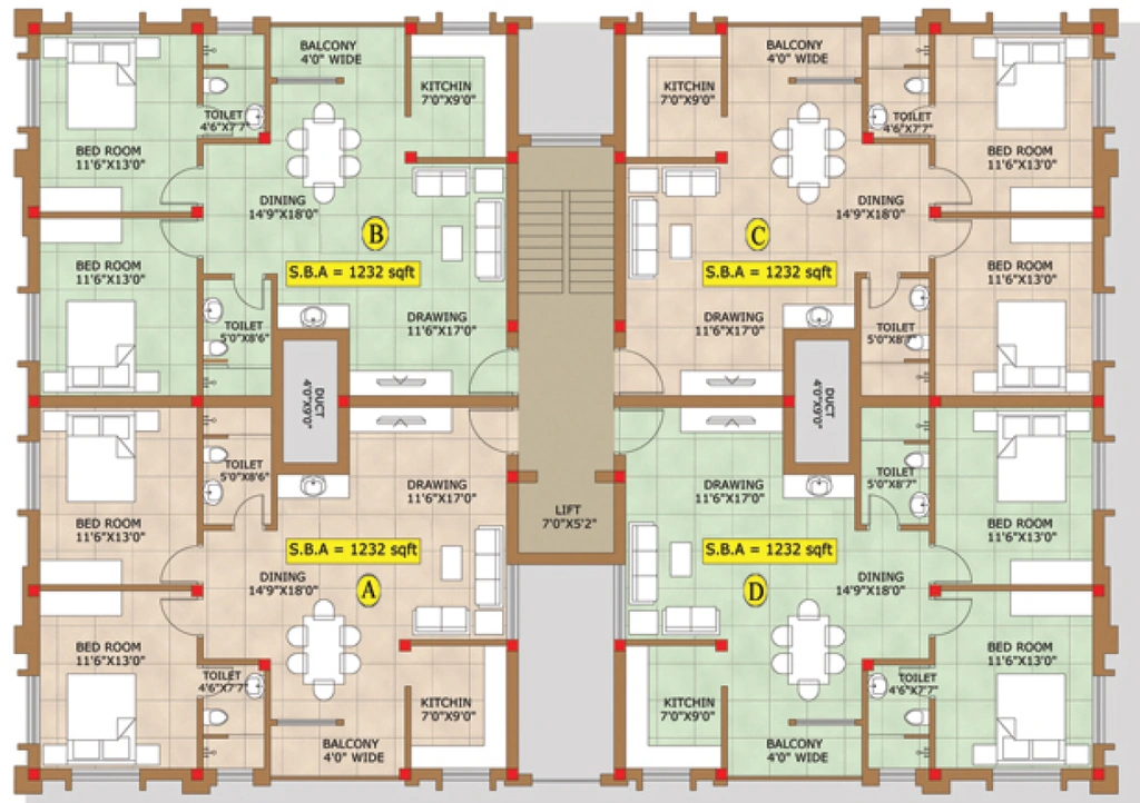 Floor Plan of Dream Home Taksh Enclave in Paikarapur, Bhubaneswar - Image 389834