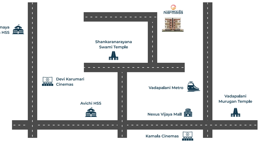 Location of JKB Narmada in Saligramam, Chennai - Image 389398