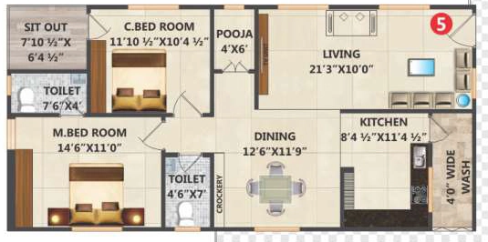 2 BHK Flat in Sai Srinivasam in Manikonda, Hyderabad - Image 912310