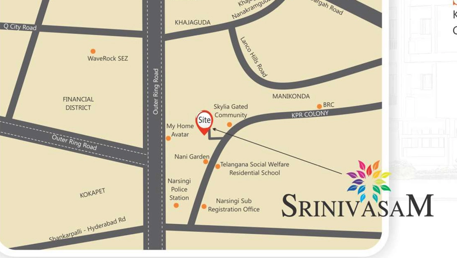 Location of Sai Srinivasam in Manikonda, Hyderabad - Image 390001