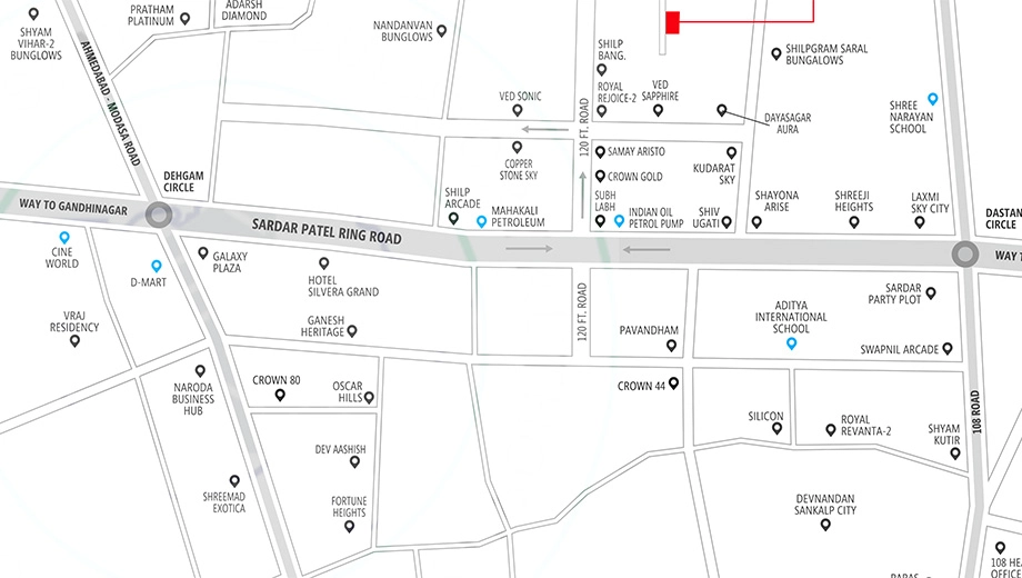 Location of Akshar Mapple 56 in Hanspura, Ahmedabad - Image 389461