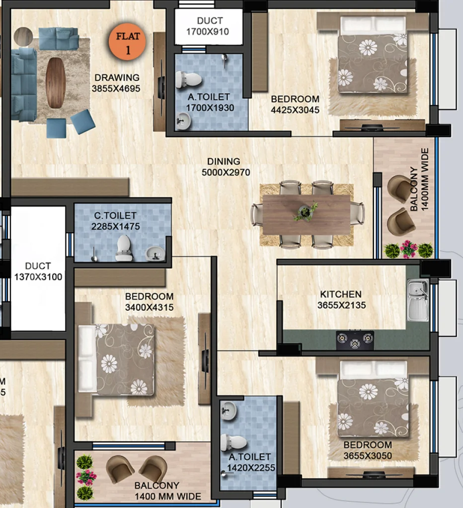 3 BHK Flat in Sukhyat Sai Rekha Enclave in Patrapada, Bhubaneswar - Image 912251