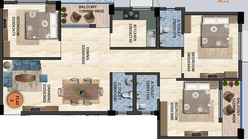 3 BHK Flat in Sukhyat Sai Rekha Enclave in Patrapada, Bhubaneswar - Image 912250
