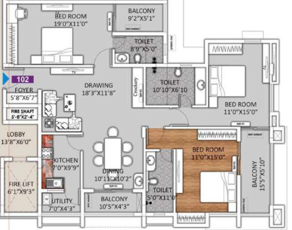 3 BHK Flat in Trilochan Muralidhara Heights in Patrapada, Bhubaneswar - Image 912264