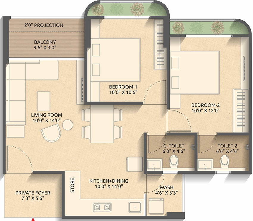 2 BHK Flat in Arbuda Arbre in Makarba, Ahmedabad - Image 912137