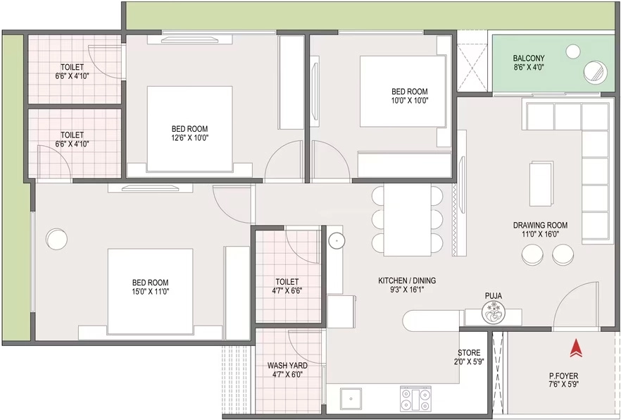 3 BHK Flat in Armonia Sky in Shela, Ahmedabad - Image 912143