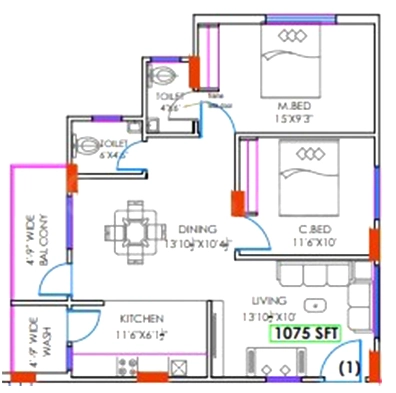 2 BHK Flat in Shanvi Landmark in Nizampet, Hyderabad - Image 912326