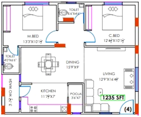 2 BHK Flat in Shanvi Landmark in Nizampet, Hyderabad - Image 912327