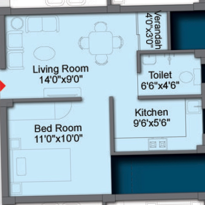 1 BHK Flat in Z Estates Blue Hill in Patrapada, Bhubaneswar - Image 912224