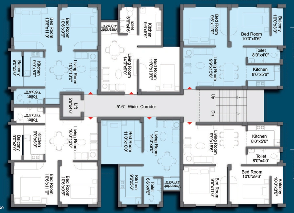 Floor Plan of Z Estates Blue Hill in Patrapada, Bhubaneswar - Image 389791