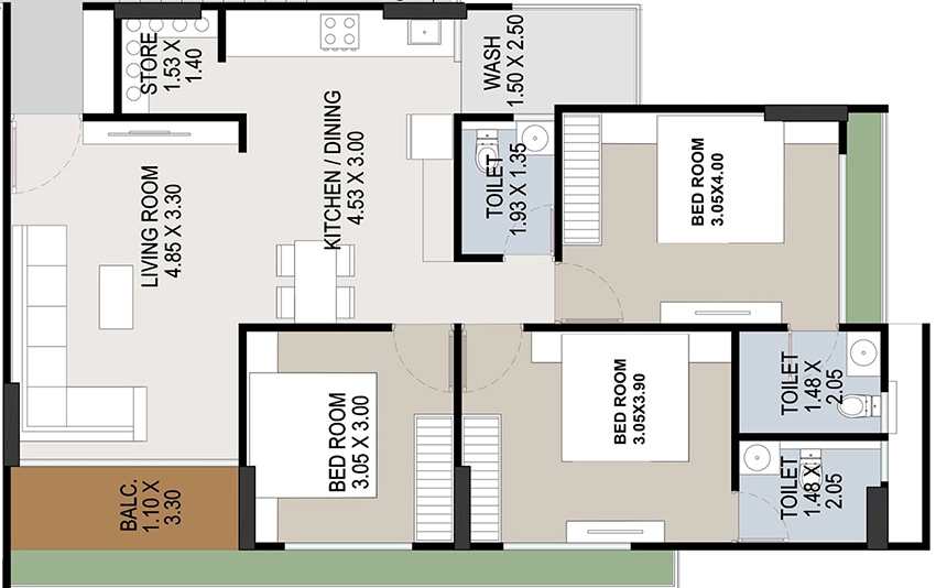 3 BHK Flat in Avani Gautam Apartment in Nava Naroda, Ahmedabad - Image 912157