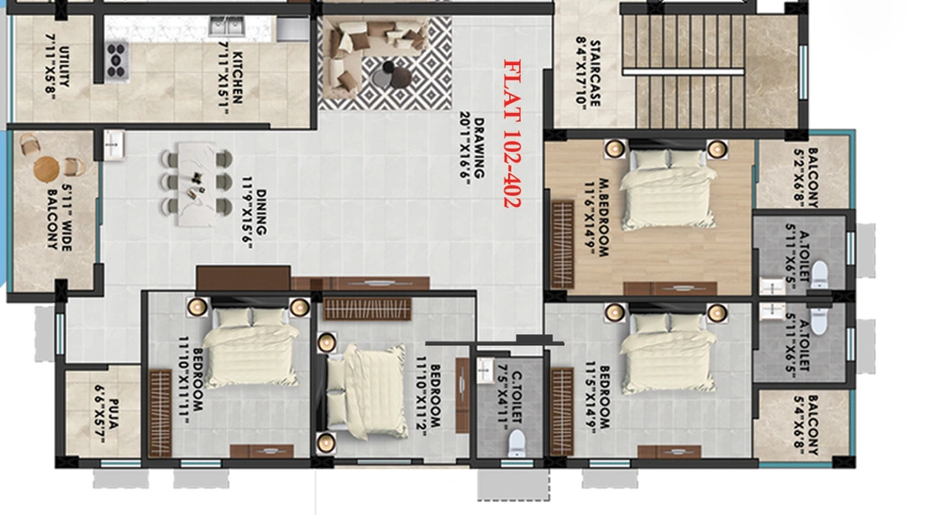 4 BHK Flat in Baikuntha Urban Nest in Patrapada, Bhubaneswar - Image 912226
