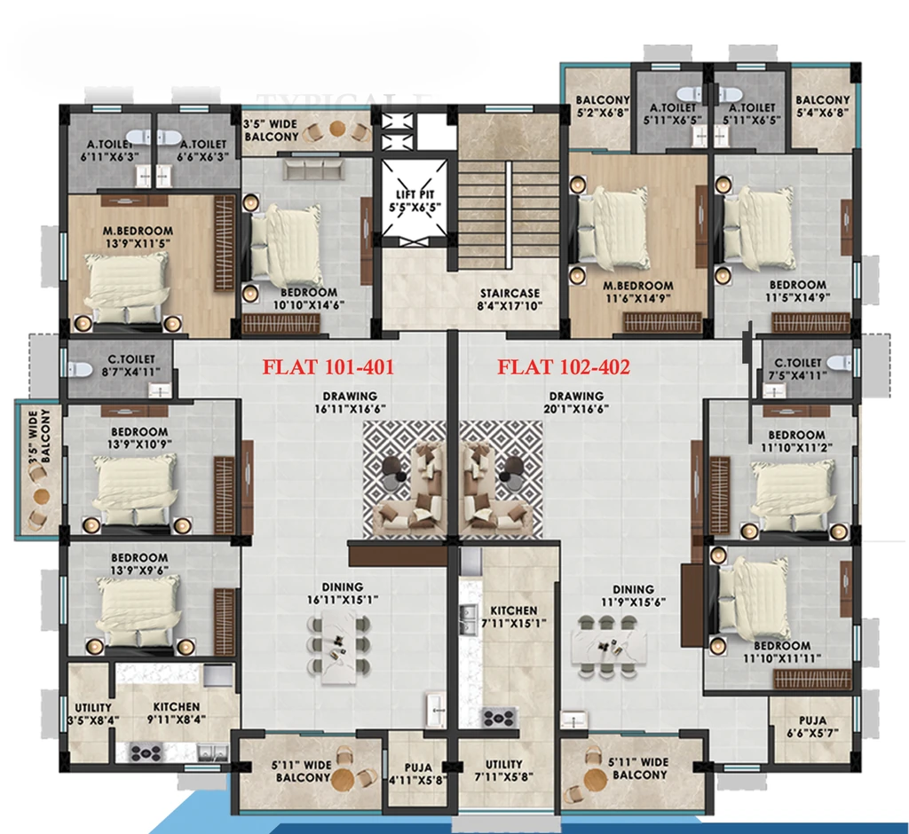Floor Plan of Baikuntha Urban Nest in Patrapada, Bhubaneswar - Image 389798