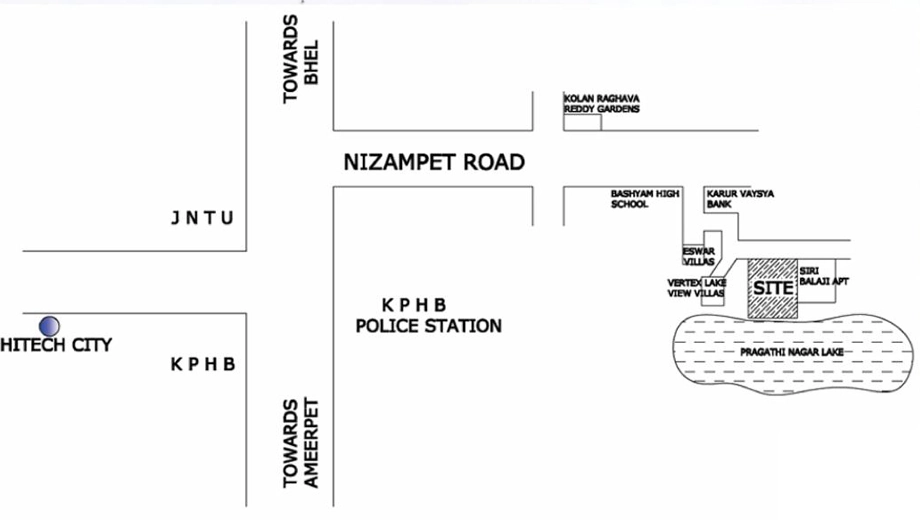 Location of Srinivasa Thiru Sankalp in Nizampet, Hyderabad - Image 390044