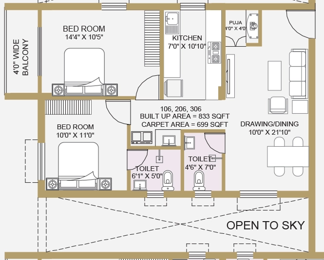 2 BHK Flat in Urban Signature in Uttara, Bhubaneswar - Image 912266