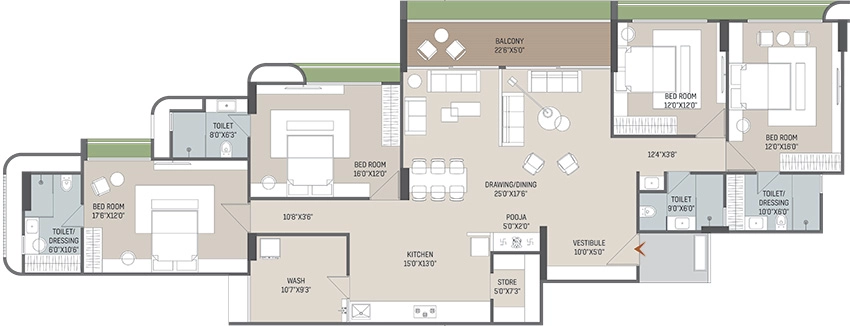 4 BHK Flat in Avis North Palace in Motera, Ahmedabad - Image 912173
