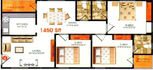 3 BHK Flat in Surya Saketh Platinum And Pleasent in Nizampet, Hyderabad - Image 912343