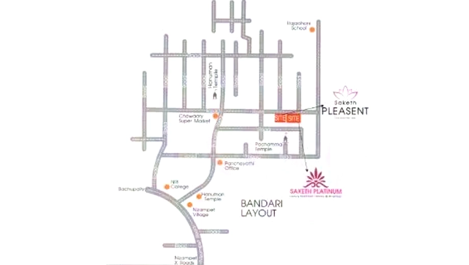 Location of Surya Saketh Platinum And Pleasent in Nizampet, Hyderabad - Image 390060
