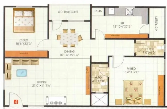 2 BHK Flat in Surya Saketh Towers in Nizampet, Hyderabad - Image 912344
