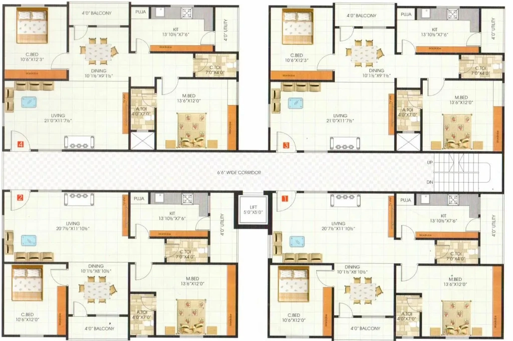 Floor Plan of Surya Saketh Towers in Nizampet, Hyderabad - Image 390063