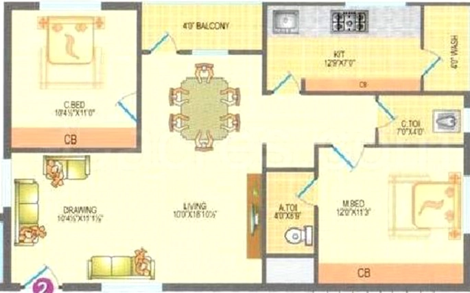 2 BHK Flat in Suryaa Meadows in Nizampet, Hyderabad - Image 912345