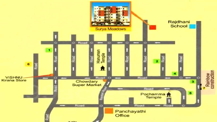 Location of Suryaa Meadows in Nizampet, Hyderabad - Image 390067