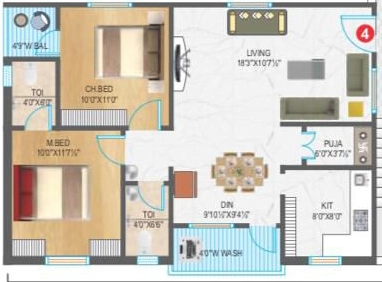 2 BHK Flat in Deeya Sathvika in Pragathi Nagar, Hyderabad - Image 912384