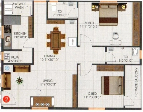 2 BHK Flat in Sree Shakti Arcade in Pragathi Nagar, Hyderabad - Image 912394