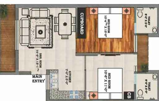 2 BHK Flat in HBK Paradiso in Mohali, Chandigarh - Image 912274