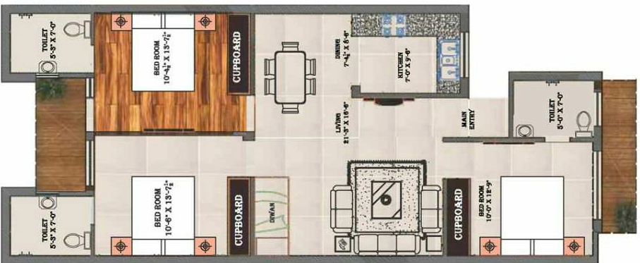 3 BHK Flat in HBK Paradiso in Mohali, Chandigarh - Image 912275