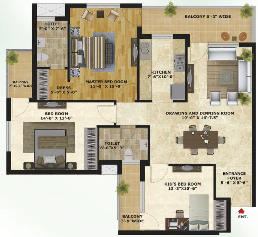 3 BHK Flat in Harji Highland Towers in Mohali, Chandigarh - Image 912279