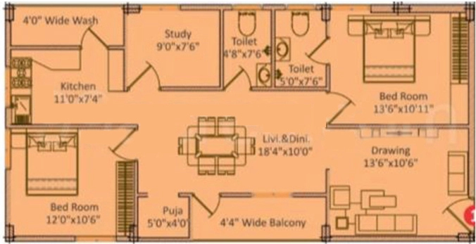 2 BHK Flat in Tejasree Pride in Pragathi Nagar, Hyderabad - Image 912421