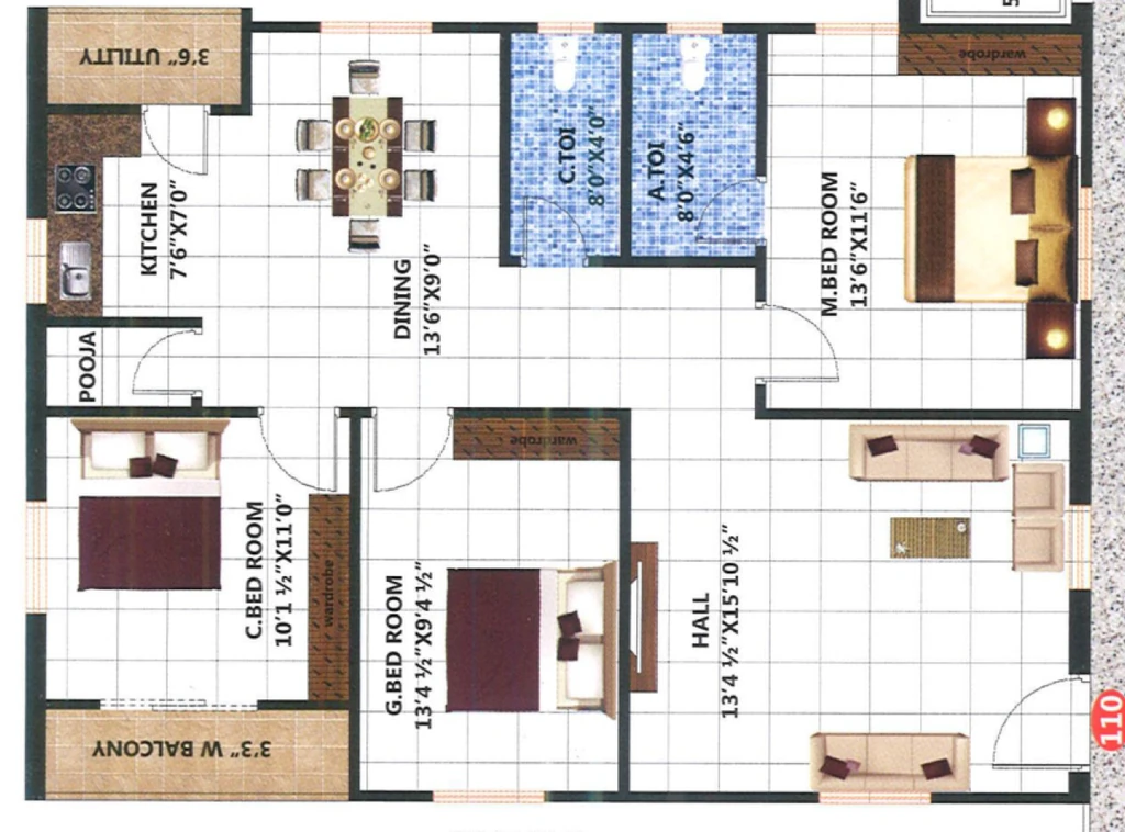 3 BHK Flat in Sai Teja Shiva Bhargava in Chandanagar, Hyderabad - Image 912383