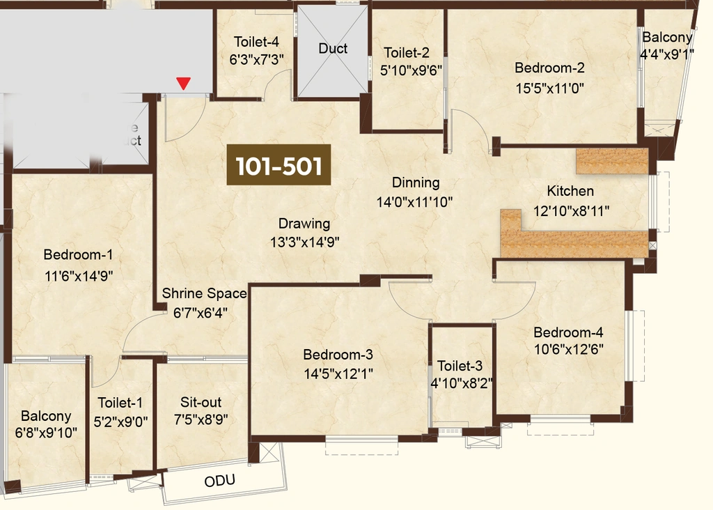 4 BHK Flat in MKSR Golden Landing in Pokhariput, Bhubaneswar - Image 912528