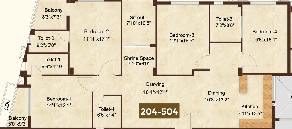 4 BHK Flat in MKSR Golden Landing in Pokhariput, Bhubaneswar - Image 912529