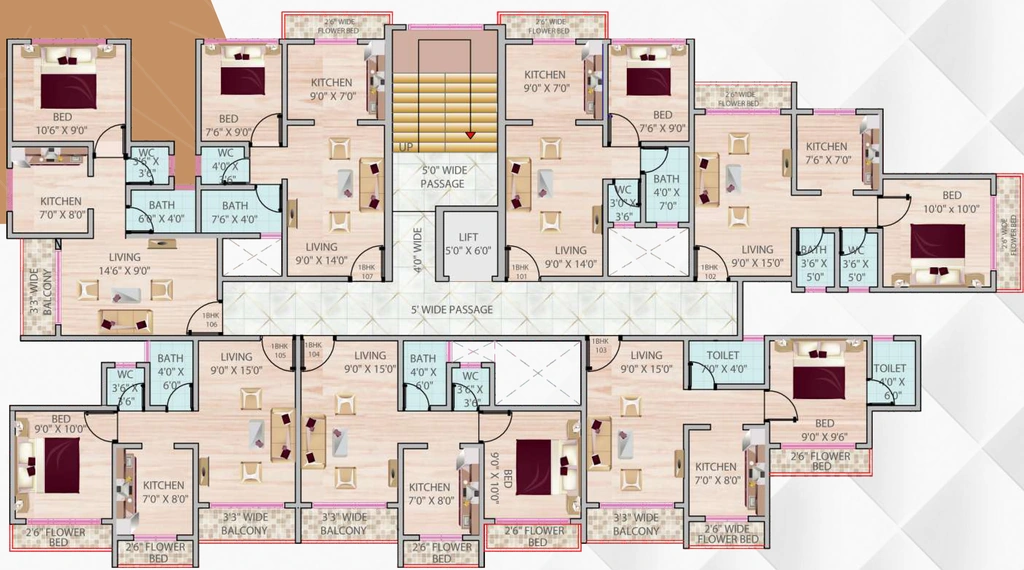 Floor Plan of JK Crystal Apartment in Khopoli, Navi Mumbai - Image 390375