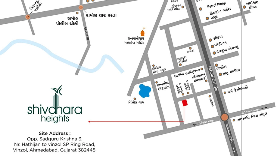 Location of Commercial Dhanani Shivdhara Heights in Vinzol, Ahmedabad - Image 390203