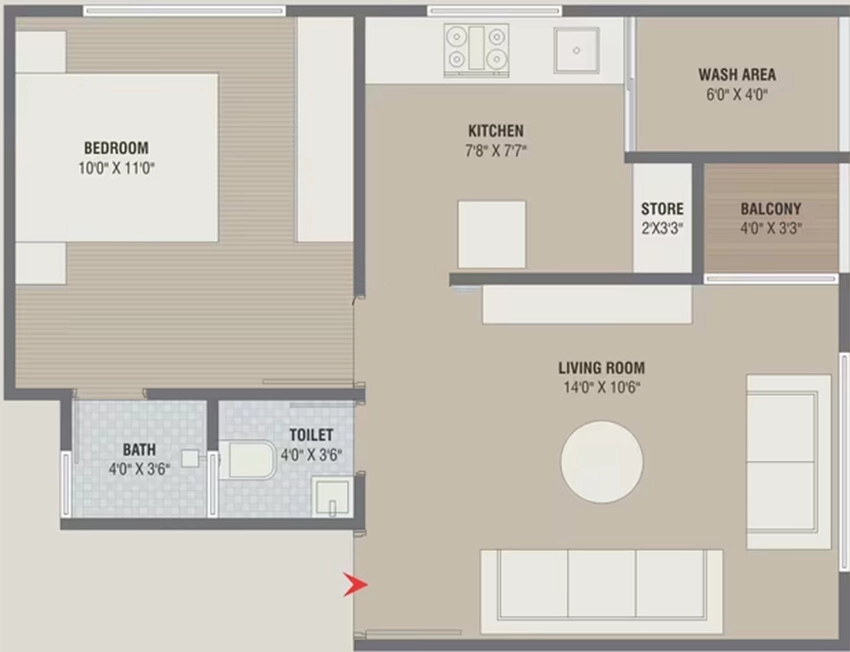 1 BHK Flat in Greenearth Pragati Two in Narolgam, Ahmedabad - Image 912443