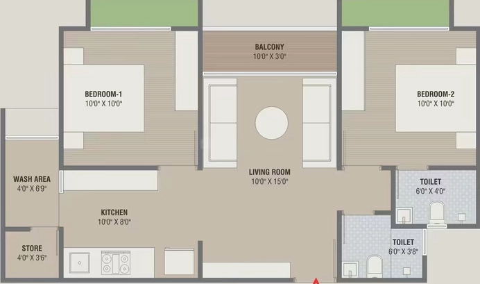 2 BHK Flat in Greenearth Pragati Two in Narolgam, Ahmedabad - Image 912444